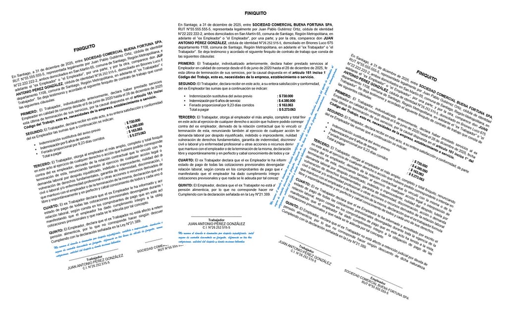 reserva de derecho en finiquito para demandar por despido injustificado